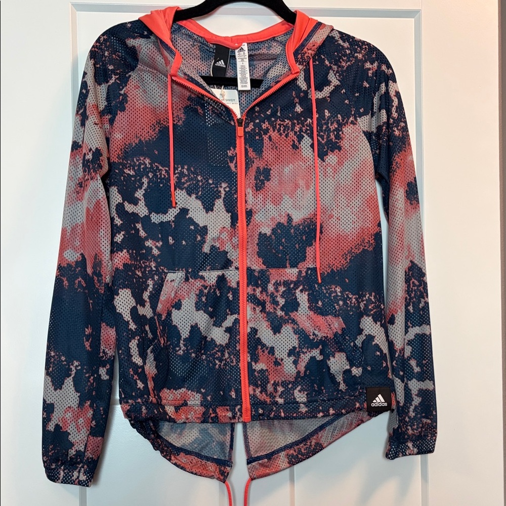 Adidas Navy and Coral Hooded Jacket